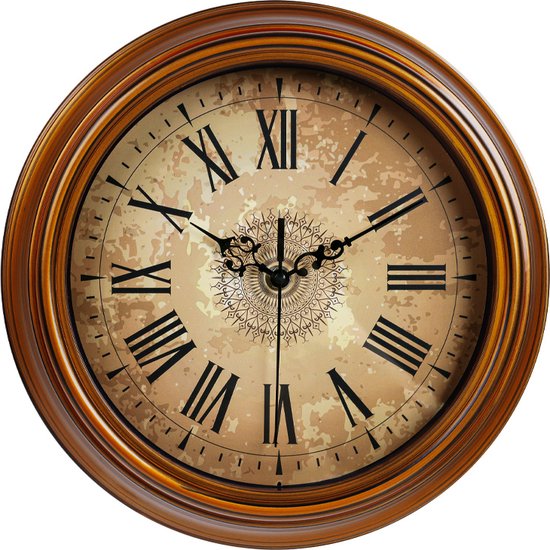 IvoQ Vintage Retro Wandklok – 30cm - Stil Uurwerk - ABS/Metaal - Vintage