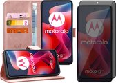 Hoesje geschikt voor Motorola Moto G24 - Privacy Screenprotector Volledig Dekkend Glas - Portemonnee Book Case Rosegoud