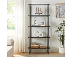 Boekenkast Samnanger open kast 180x80x34 cm zwart (en.casa)