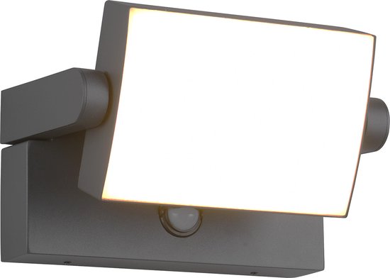 LED Tuinverlichting - Wandlamp Buitenlamp - Torna Sansar - 10W - Warm Wit 3000K - Waterdicht IP54 - Bewegingssensor - Antraciet - Aluminium