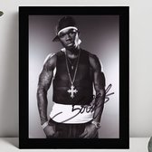 50 Cent Ingelijste Handtekening – 15 x 10cm In Klassiek Zwart Frame – Gedrukte handtekening - Hiphop - Curtis James Jackson III - Get Rich or Die Tryin' en The Massacre