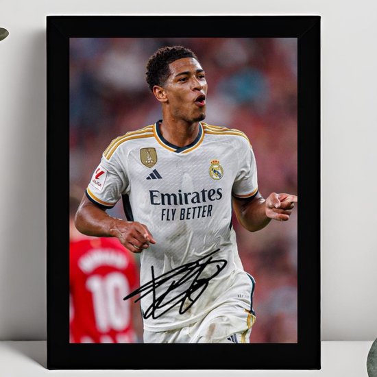 Jude Bellingham Ingelijste Handtekening – 15 x 10cm In Klassiek Zwart Frame – Gedrukte handtekening – Borussia Dortmund - Real Madrid - Football Legend - Voetbal - BvB