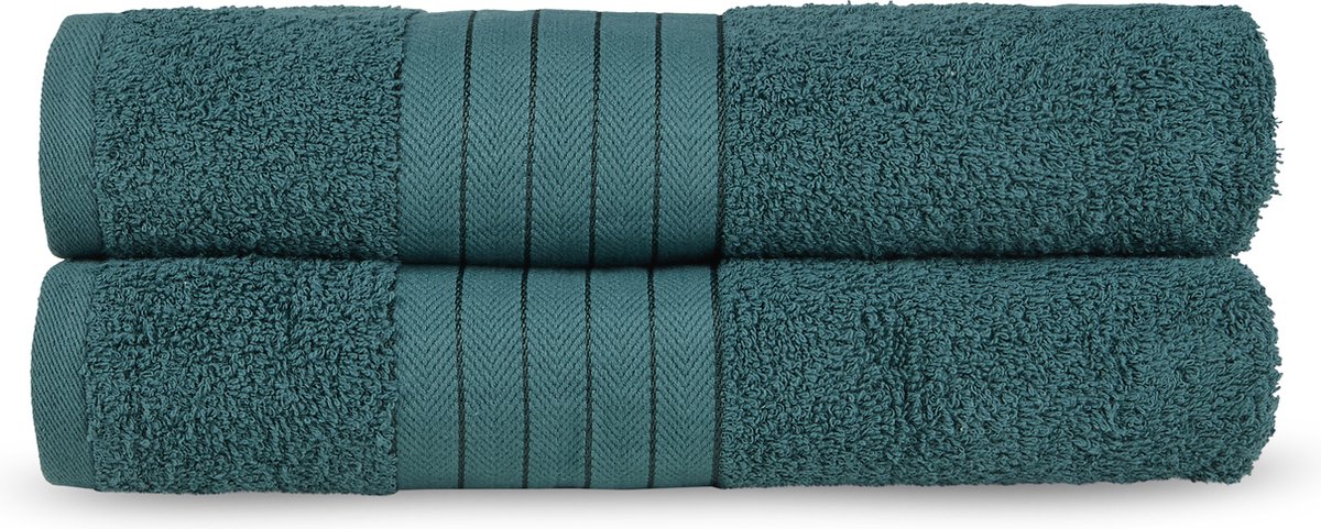Good Morning uni handdoek effen kleur - Handdoekenset 2 - Donkergroen - Badstof