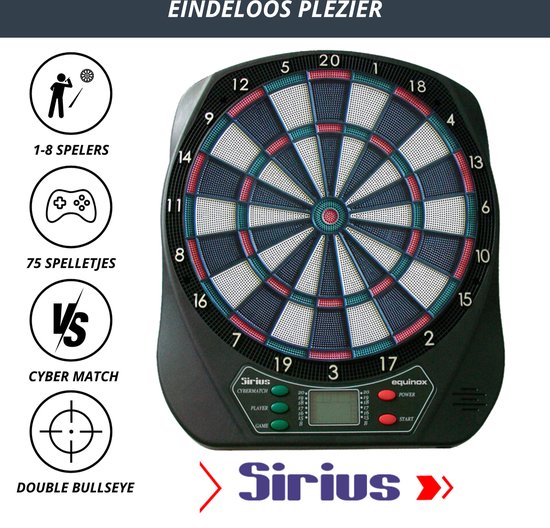 Garlando Sirius - Dartbord - Elektronisch - met 6 Softtip Dartpijlen - met 40 Flights Darts - met 75 Games van Garlando — afbeelding 4