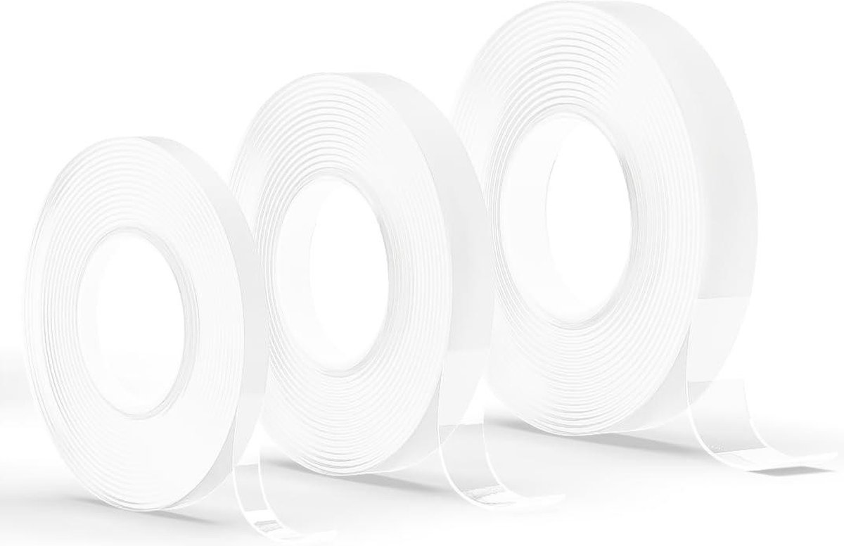 Dubbelzijdig plakband transparant montageband 10 mm 20 mm 30 mm - 3 m extra sterk - 10 rollen 30 mm