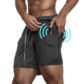 RENALUX - Pantalons de sport courts pour hommes - Pantalons de sports - Pantalons de course pour hommes - Pantalons de course - Vêtements de sport pour hommes - Pantalons de Sport pour hommes - Pantalons de Fitness pour hommes - Zwart - Taille L