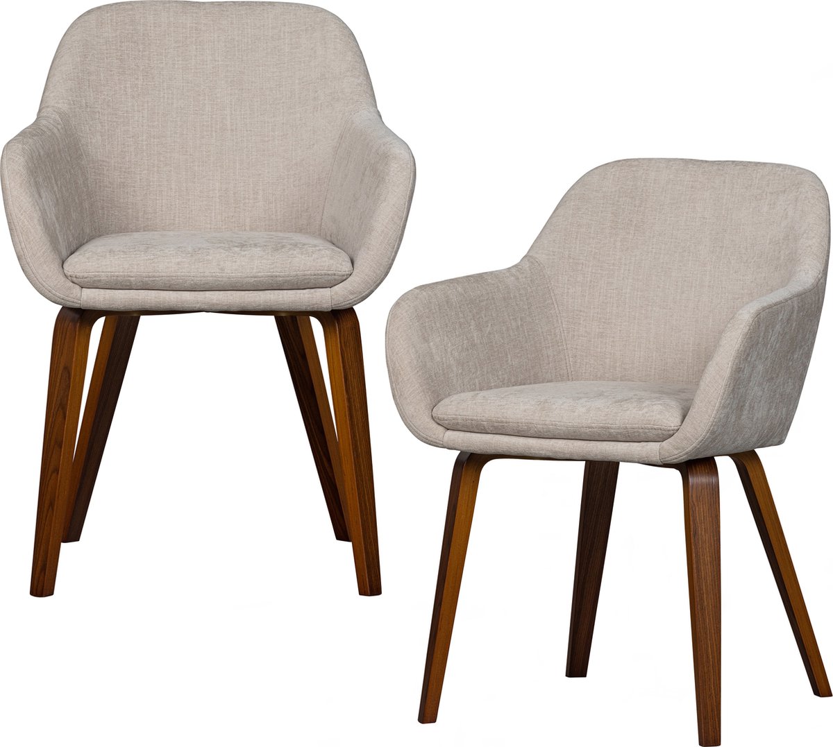 vtwonen Base Eetkamerstoelen - Polyester - Zand - Set van 2