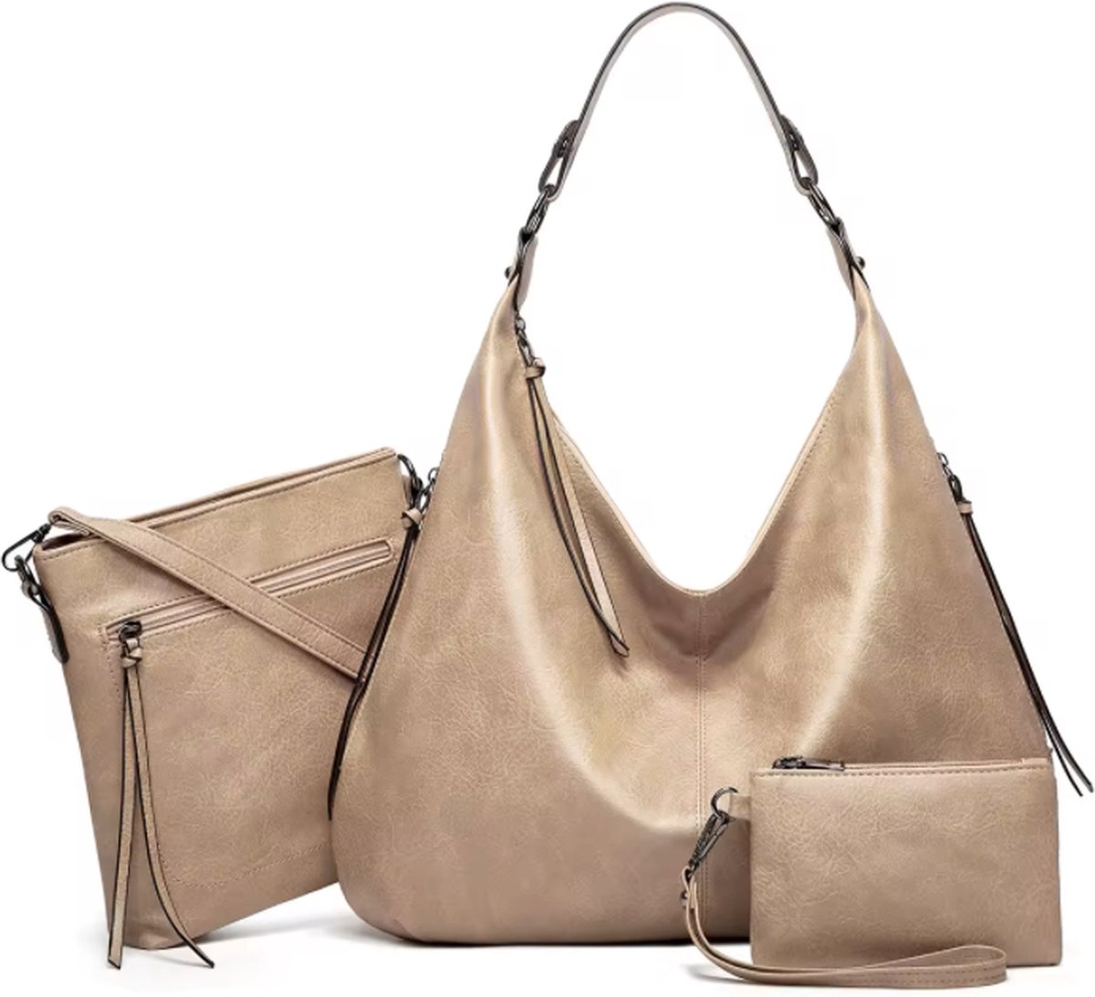 Handtassen Dames SET van 3 Tassen Schoudertassen - Grijs - URBAN U