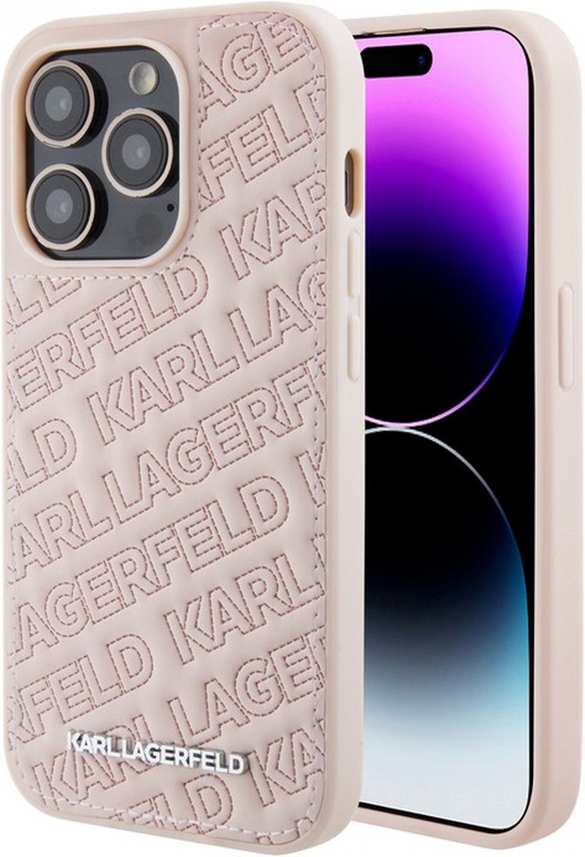 Karl Lagerfeld Quilted Pattern Back Case - Geschikt voor Apple iPhone 15 (6.1") - Roze