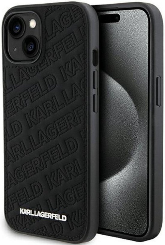 Coque arrière à motif matelassé Karl Lagerfeld - Convient pour Apple iPhone 15 Plus (6,7") - Zwart