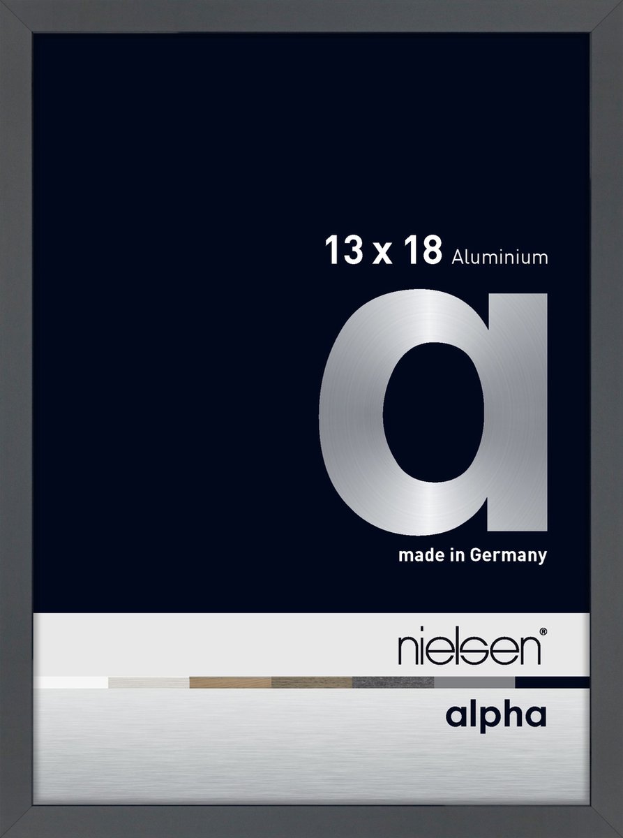 Nielsen Alpha Aluminium Fotolijst Glossy Drak Grey 13x18cm Donkergrijs-glanzend