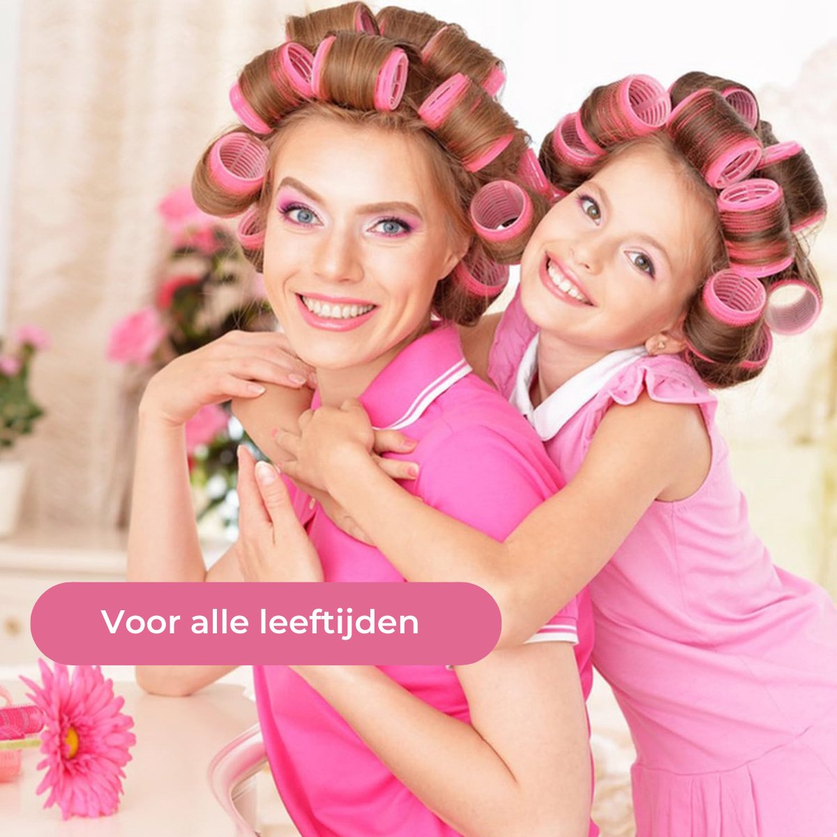 RENALUX - Haarrollers XXL Set - Krulspelden - Heatless Curls - Haar Rollers Zelfklevend - Kleefrollers - Haarrollers Groot voor krullen - Krullen zonder Hitte - Roze - XXL Set — cadeau in Verzorging - foto 7