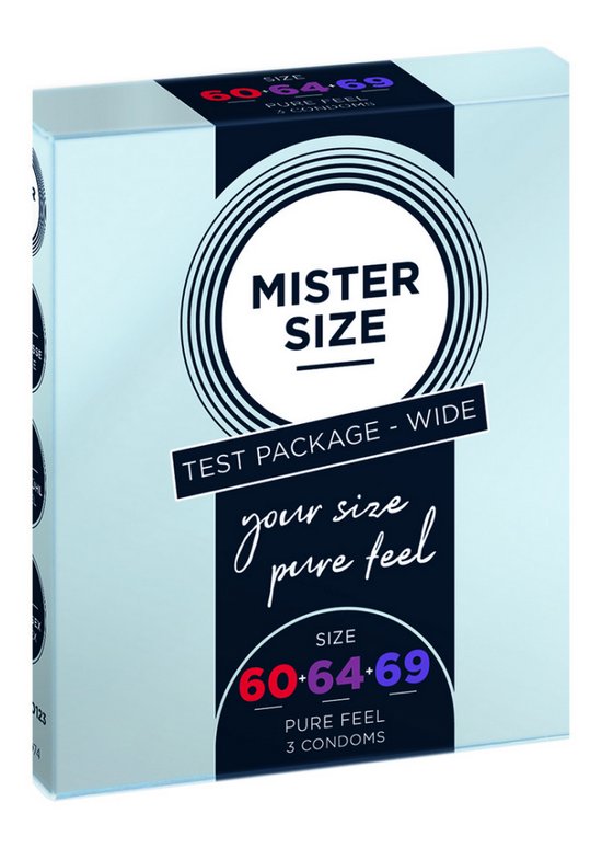 Mister Size TEST KIT - Condooms 60, 64, 69 mm - 3 Stuks transparant