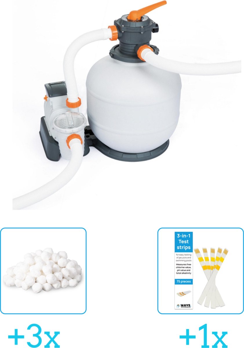 Bol.com Bestway - Zandfilterpomp 58486 - 11.355 liter per uur inclusief Intex Filterbollen - Geschikt voor zandfilterpomp - 2904... aanbieding