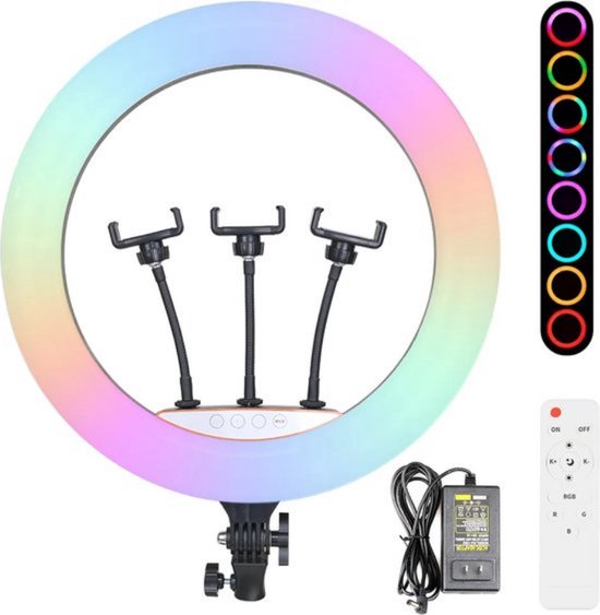 22 inch LED Ringlamp met Statief van 2m (verstelbaar), Telefoonhouder en Draagzak | 55 cm | Youtube | TikTok | Instagram | Vlogging | Fotografie | Ringlamp met statief | Ring lamp | Ringlight | Ring Light