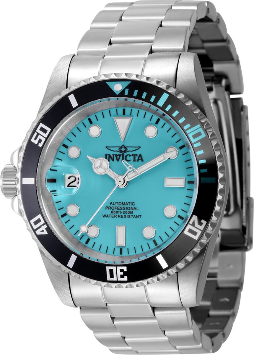 Invicta Pro Diver 44045 Heren Horloge - Waterdicht - Analoog - Automatisch Uurwerk - Roestvrij Staal met blauwe Wijzerplaat - 42mm