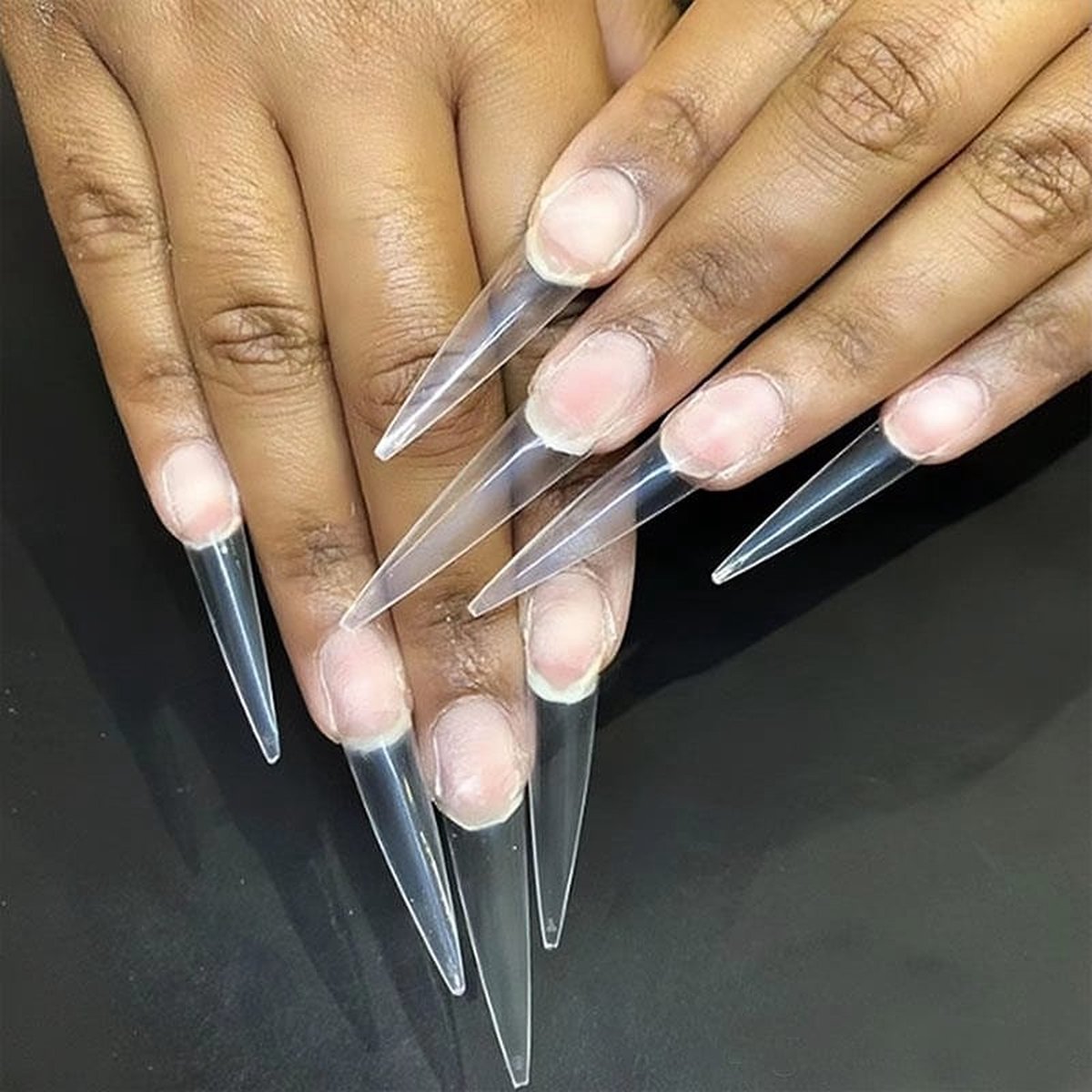 Goedkoopste 500 Stiletto Nageltips met lijm - Transparant XXL Stiletto half cover C nail tips- French Nail Art Acryl Nagels & Gelnagels -Hoge Kwaliteit- nagelvijl nagellijm