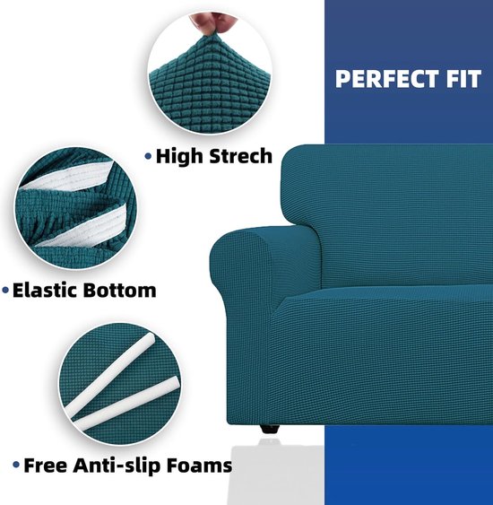 Stretch Sofa Cover - 3 Zitplaatsen - Elastic Sofa Covers Voor De Woonkamer 2 Delige Universele Rekbare Armleuning Sofa Cover Met Antislip Schuim Krasbestendig Meubelkleed Voor De Bank Rood