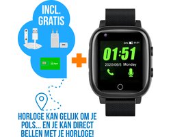Wiesba WB5S - GPS Horloge Senior - Smartwatch voor Ouderen - Persoonlijke alarmen - alarm horloge ouderen - GPS Horloge Alzheimer - Valdetectie - Personenalarmering met SOS knop Alarmknop