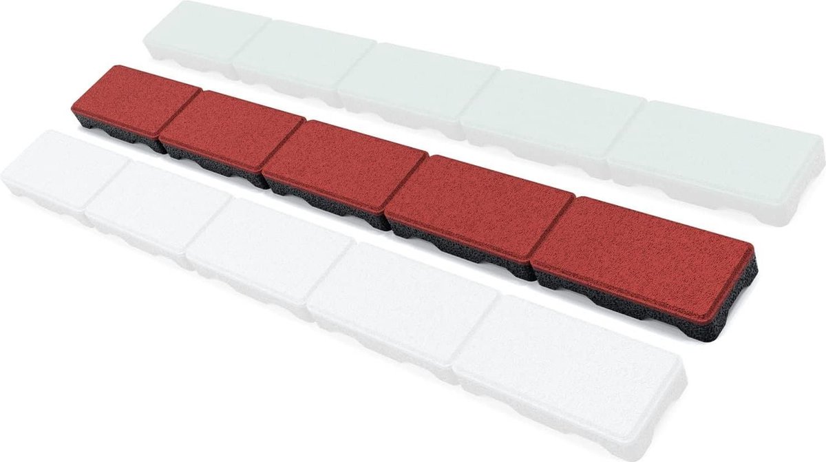 Rubber Gazonrand - Rood - 100x10x36cm - Pakket van 3 stuks - Voor tuin en gazon Lawn Edging