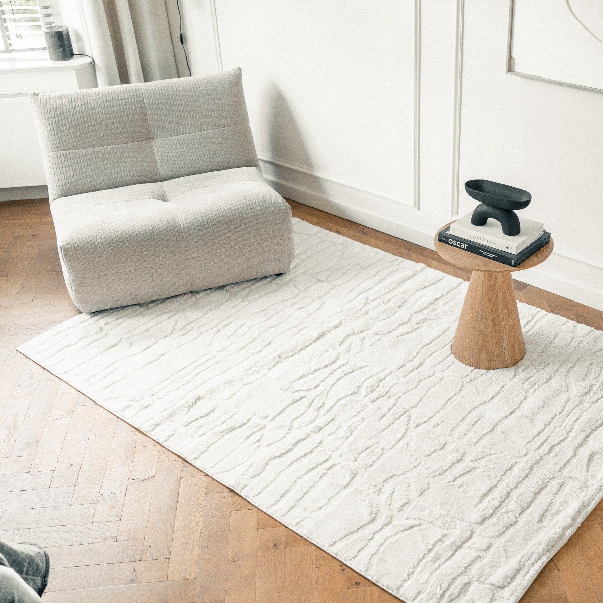 Scandinavisch vloerkleed Bjorn creme/wit - 240 x 330cm (XXL)