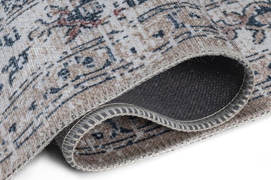 Tapis Tapiso Ritz Tapis Vintage Antidérapant en Katoen Grijs Taille - 120x170