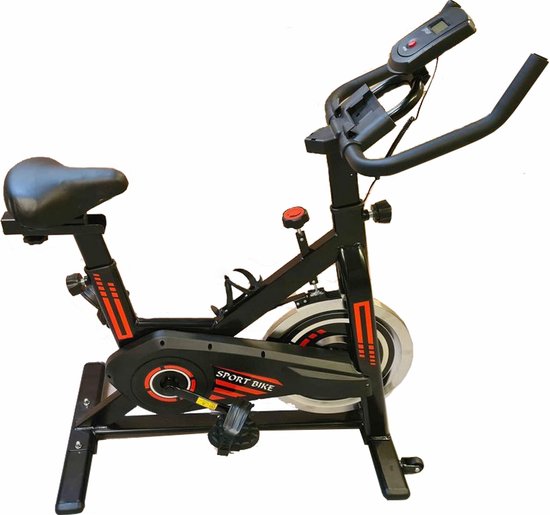 Foto: Hometrainer voor thuis indoor spinningfiets studiokwaliteit groot tweerichtingsvliegwiel stationaire riemaandrijving verstelbaar zadel lcd scherm