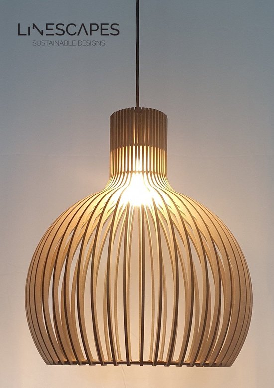 Foto: Houten hanglamp bol ribben kit large 60cm lamp plafondlamp e27 bohemian scandinavisch design