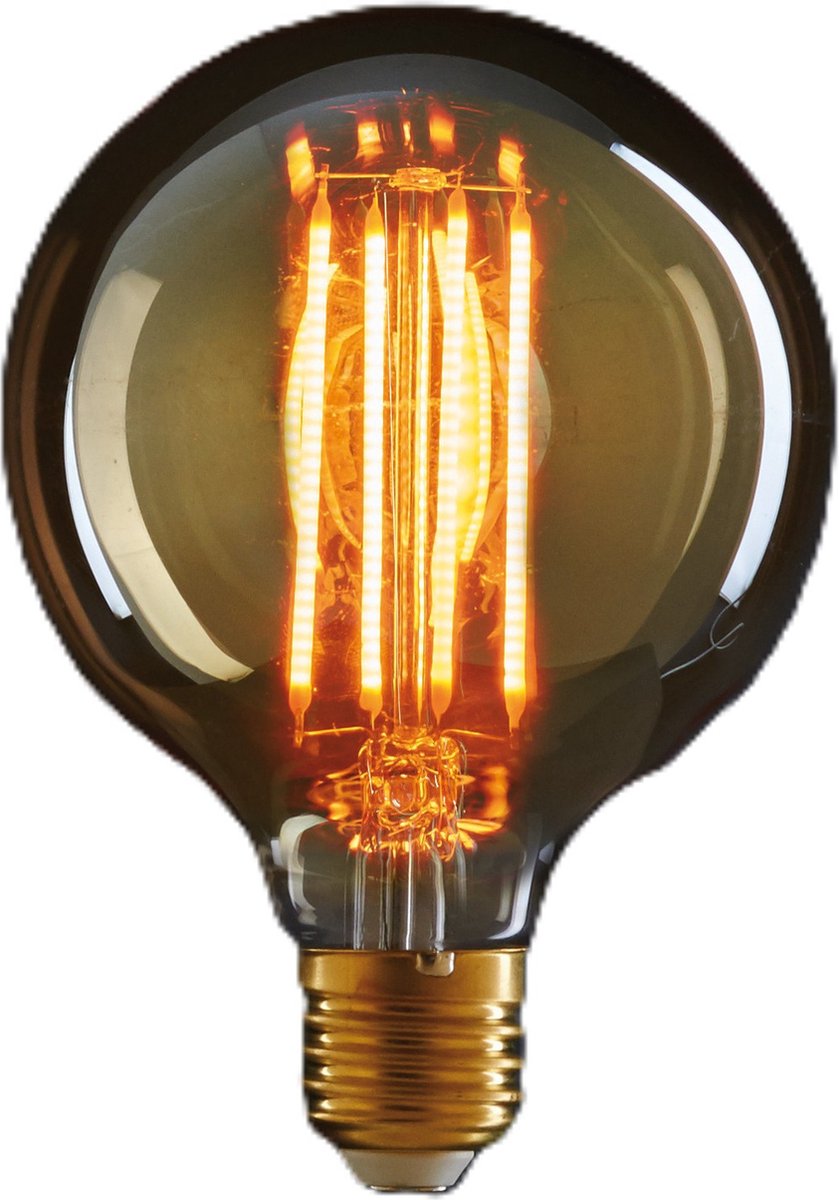 Anna's Collection LED Retro gloeilamp - sfeerlamp/designlamp - oranje glas - 135 x 95 mm