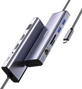 Sounix USB C docking station - 10 in 1 USB C HUB - Dual HDMI - VGA - USB*2 - TF/SD - PD 100W - Gigabit Ethernet Rj45 - Grijs