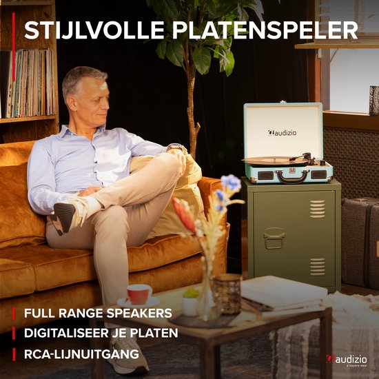 Retro platenspeler met speakers - Audizio RP114BL - Model 2025 - met PC software - Blauw