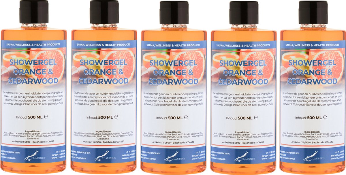 Goedkoopste Douchegel Sweet Orange & Cedarwood 500 ml - set van 5 stuks - Showergel