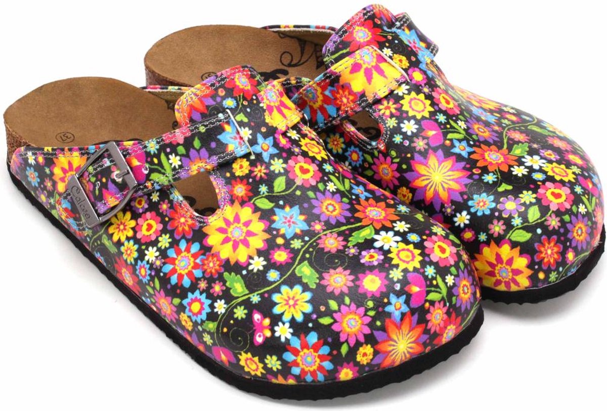 GOBY Clogs met Bloemen Handgemaakt Hoge Kwaliteit