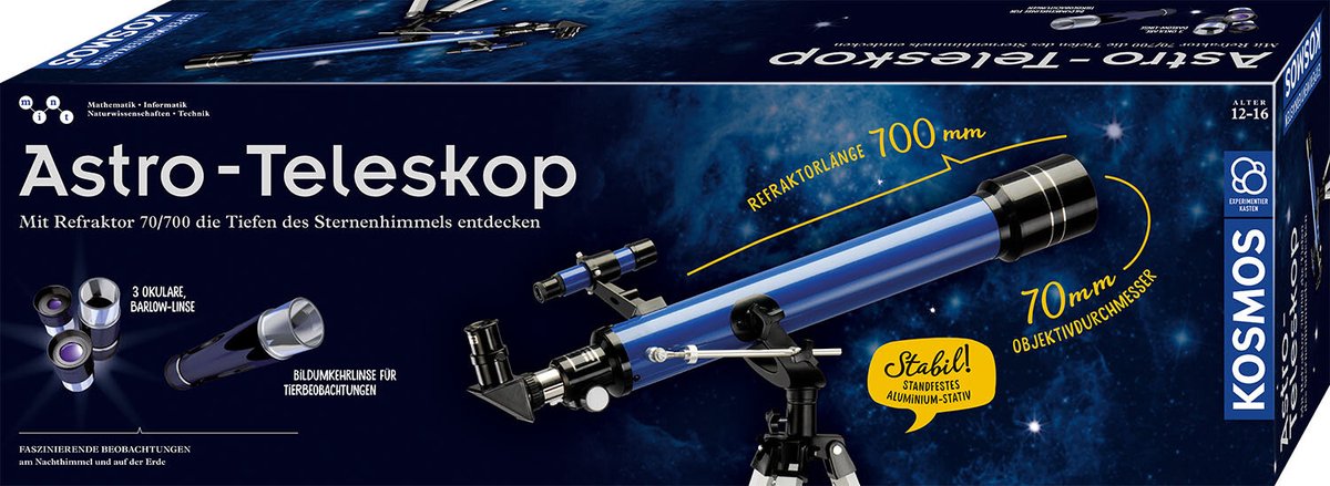 Kosmos Astro-Teleskop, Telescoop, Astronomie, 12 jaar, Zwart