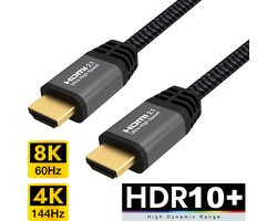 Qnected HDMI 2.1 kabel 0,5 meter - 4K 120Hz & 144Hz - PS5 & Xbox Series X - 48Gbps - Ultra High Speed - Graphite Grey