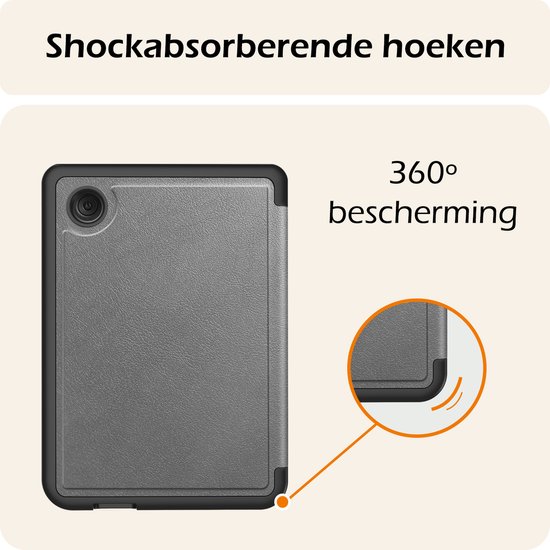 Hoesje Geschikt voor Kobo Clara Colour Hoes Book Case Trifold - Hoes Geschikt voor Kobo Clara Colour Hoesje Book Cover - Grijs van Hoesje  — afbeelding 5