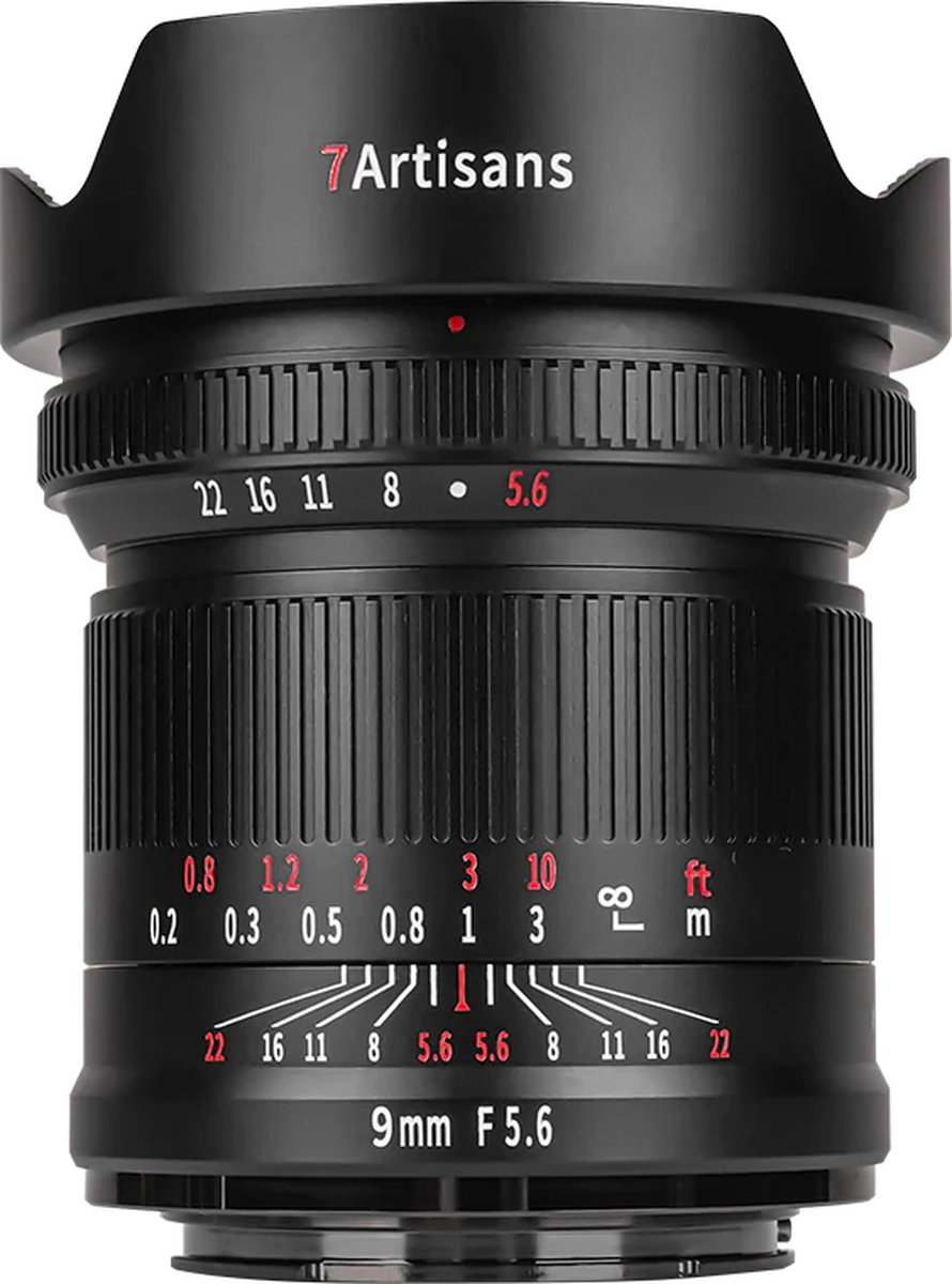 7artisans - Cameralens - 9mm F5.6 Sony (E-vatting) Full Frame, zwart