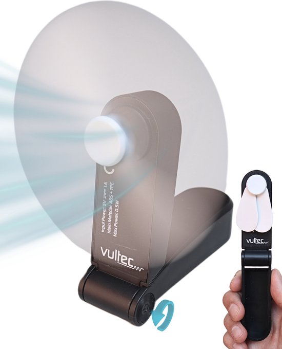 Vultec handventilator - Draagbare Ventilator - Mini Fan Oplaadbaar - Kleine Portable Ventilator met USB - Draadloze Tafelventilator