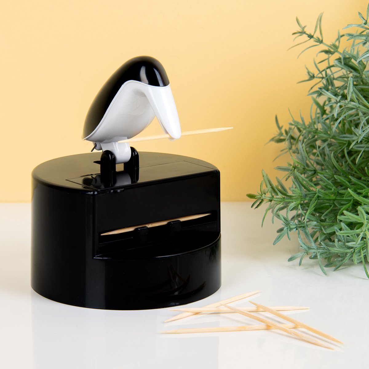 Balvi cocktailprikker houder vogel Pelican zwart plastic