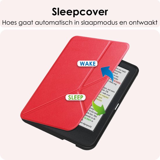 Hoes Geschikt voor Kobo Clara Colour Hoesje Bookcase Cover Book Case Hoes Sleepcover Trifold - Rood van elago — afbeelding 5