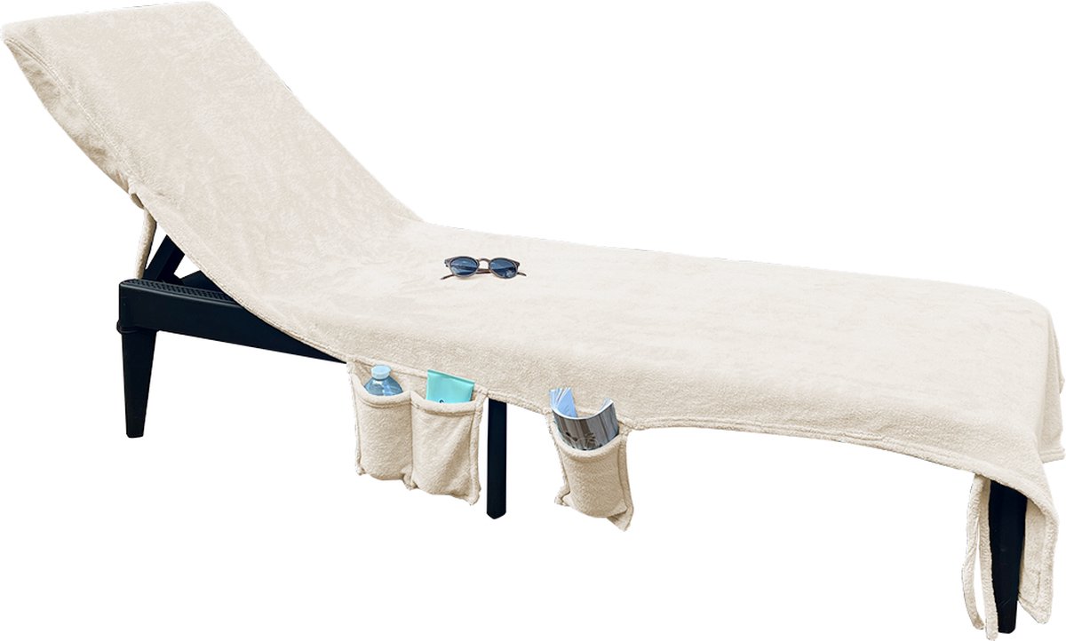 LINNICK Strandlaken Stoelhoes Microvezel 75x215cm - Sneldrogend Badlaken - Lichtgewicht Reishanddoek - 3 in 1 Strandhanddoek Stoelhoes Draagtas - sand - Strandstoelhoes - Strandtas