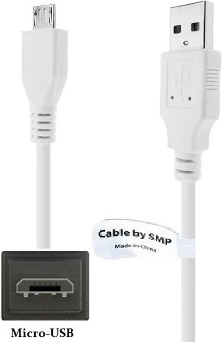 Image of OneOne 1,0m Micro USB kabel. Standaard laadkabel. Stevig oplaadkabel snoer past op Samsung AD39-00190A, EA-CB5MU05E, DV150F, DV300, DV300F, DV305, DV305F, EX2F camera