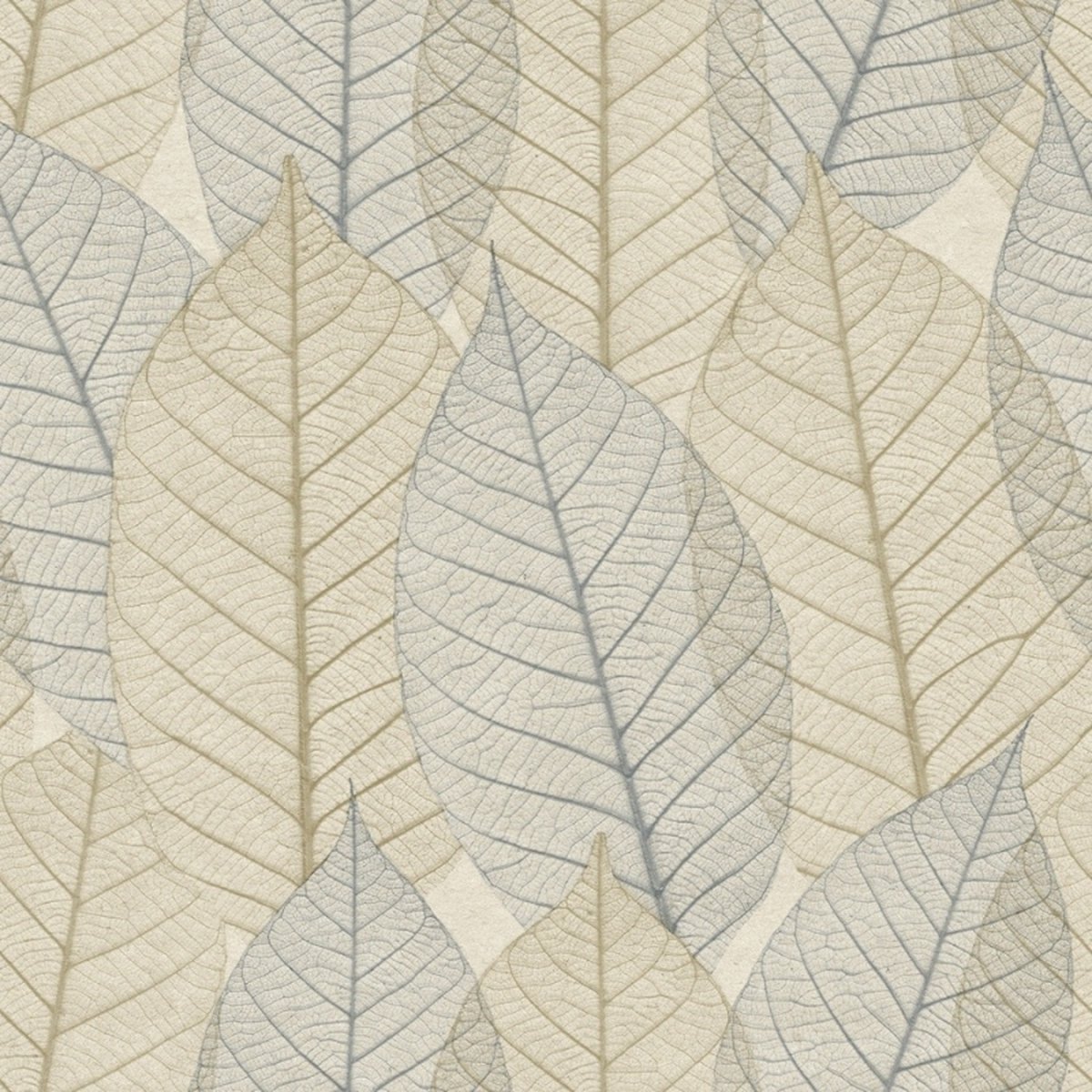 Herbarium - Vliesbehang - Bladeren - Natuur - Beige / Blauw - 10,05 x 0,53 M.