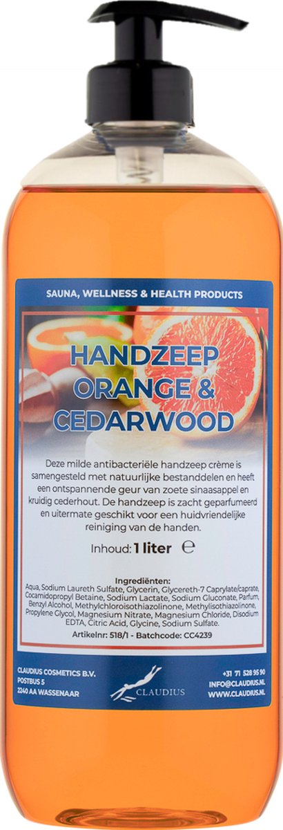 Goedkoopste Handzeep Sweet Orange & Cedarwood 1 liter - met gratis pomp