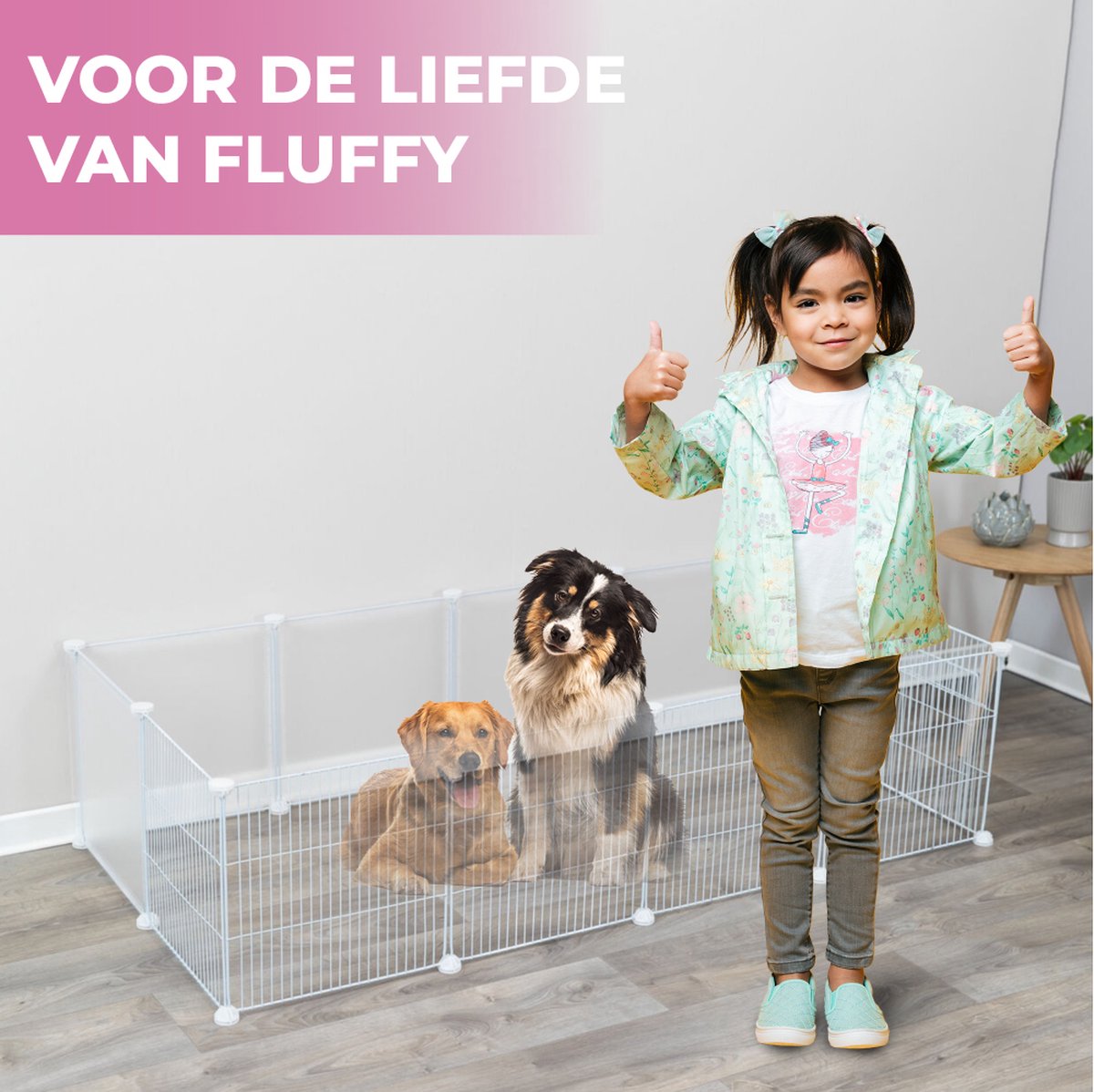 MaxxPet Kleine Dierenren - 140x70x35 cm - Moduleerbare Ren - Konijnenren - Wit thumbnail 5