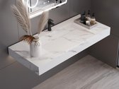 Vasque suspendue en Solid Surface effet marbre blanc TAKOTNA - L.120,2 x L.45,2 x H.8 cm L 120 cm x H 8 cm x P 45 cm