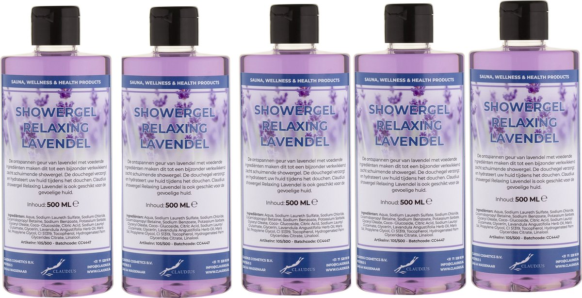 Goedkoopste Douchegel Relaxing Lavendel 500 ml - met klepdop - set van 5 stuks - Showergel