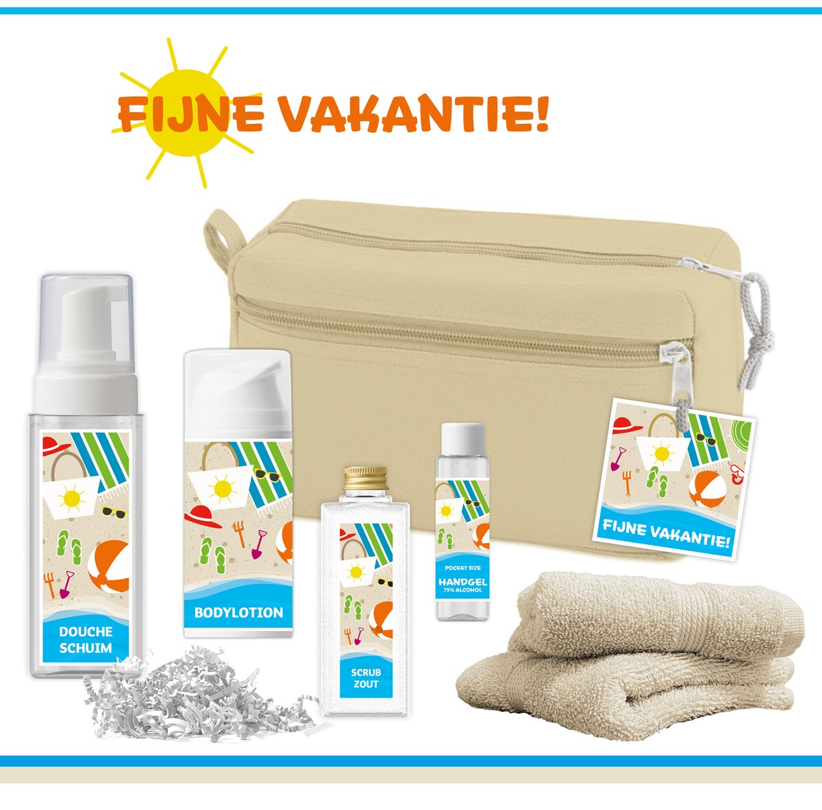 Goedkoopste Geschenkset “Fijne vakantie!” - 7 producten - 600 gram | Giftset voor haar - Wellness cadeautje vrouw - Speciaal voor jou - Prettige vakantie - Cadeaupakketje - Vakantiepakketje - Bedankt - Cadeau - Vriendin - Collega - Vrijwilliger - Zon - Strand