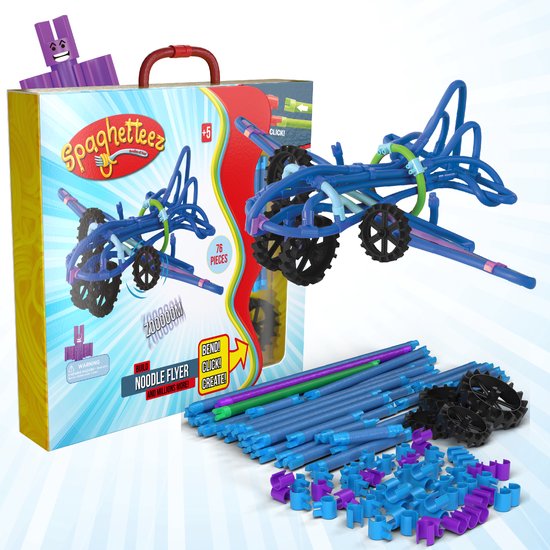 Spaghetteez - Noodle Flyer - Flexibele Bouwstaafjes - Speelgoed 5,6,7,8 Jaar Jongens en Meisjes- Constructie Speelgoed- Montessori Speelgoed- Educatief Speelgoed