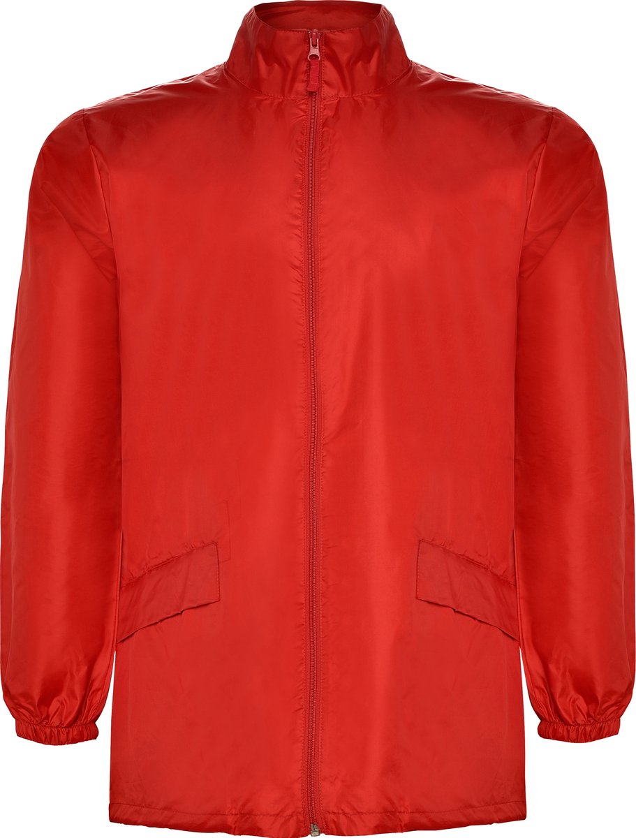 Rode regenjas windjas met capuchon in de kraag Escosia Rood